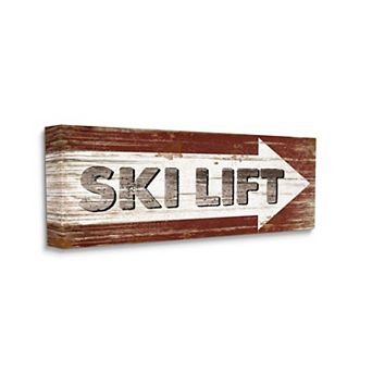 Stupell Home Decor Rustic Distressed Ski Lift Directional Sign Canvas Wall Art