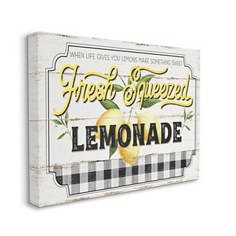 Stupell Home Decor Charming Rustic Fresh Squeezed Lemonade Sign Canvas Wall Art