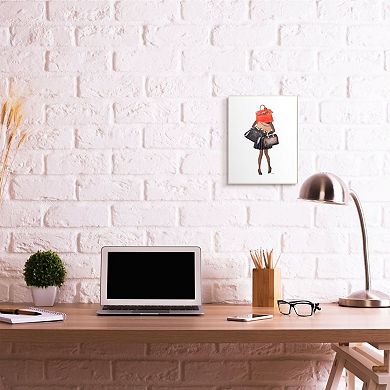 Stupell Home Decor Fashionista Carrying Designer Bags Glam Shopping Wall Art