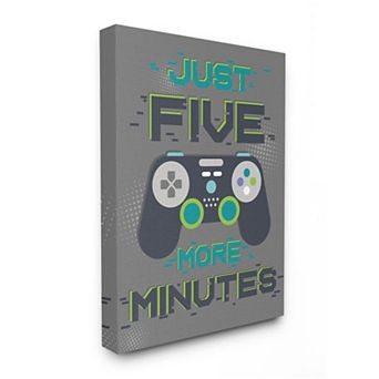Stupell Home Decor Just Five More Minutes Kid's Video Game Phrase Canvas Wall Art