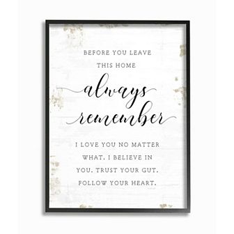 Stupell Home Decor Always Follow Your Heart Phrase Country Home Charm Wall Art - Black Frame