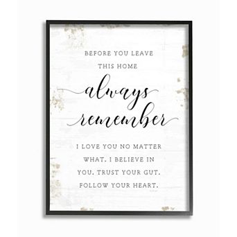 Stupell Home Decor Always Follow Your Heart Phrase Country Home Charm Wall Art - Black Frame