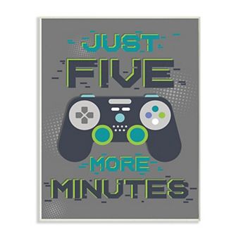 Stupell Home Decor Just Five More Minutes Kid's Video Game Phrase Plaque Wall Art