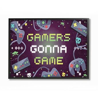 Stupell Home Decor Gamers Gonna Game Fun Kid's Video Game Phrase Wall Art