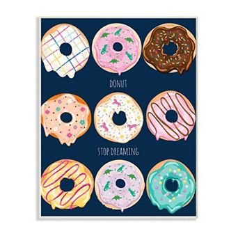 Stupell Home Decor Donut Stop Dreaming Motivational Dessert Pun Wall Art