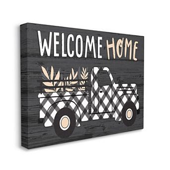 Stupell Home Decor Farmer's Plaid Truck Welcome Home Sign Wall Art