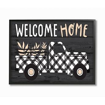 Stupell Home Decor Farmer's Plaid Truck Welcome Home Sign Wall Art