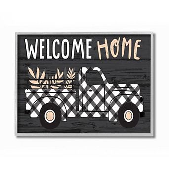 Stupell Home Decor Farmer's Plaid Truck Welcome Home Sign Wall Art