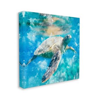Stupell Home Decor Swimming Sea Turtle Canvas Wall Art