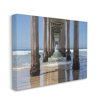 Stupell Home Decor Ocean Water Beneath Pier Beach Coastline Photograph Wall Art