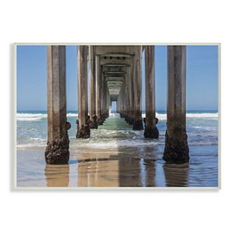 Stupell Home Decor Ocean Water Beneath Pier Beach Coastline Photograph Framed Wall Art