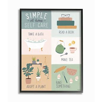 Stupell Home Decor At Home Self Care Black Framed Wall Art