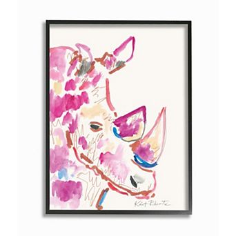 Stupell Home Decor Watercolor Rhino Black Framed Wall Art