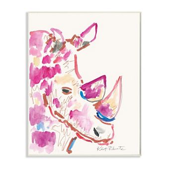 Stupell Home Decor Colorful Rhino Safari Plaque Wall Art