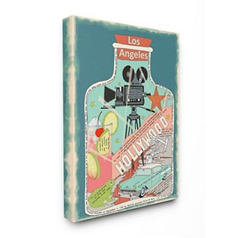 Stupell Home Decor Vintage City Jar Los Angeles, California Fun Facts Canvas Wall Art