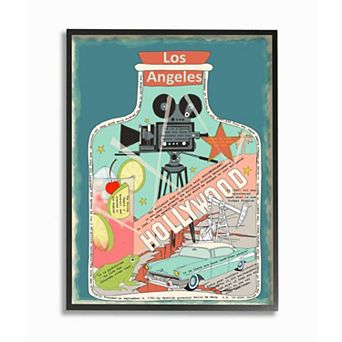 Stupell Home Decor Vintage City Jar Los Angeles, California Fun Facts Wall Art