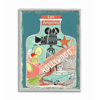 Stupell Home Decor Vintage City Jar Los Angeles, California Fun Facts Wall Art