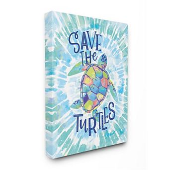 Stupell Home Decor Save the Turtles Tie Dye Canvas Wall Art