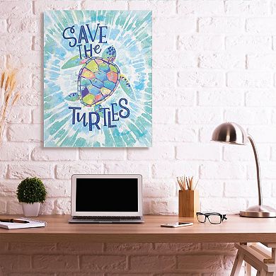 Stupell Home Decor Save the Turtles Tie Dye Canvas Wall Art