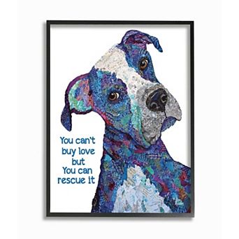 Stupell Home Decor You Can Rescue Love Colorful Pet Dog Framed Wall Art