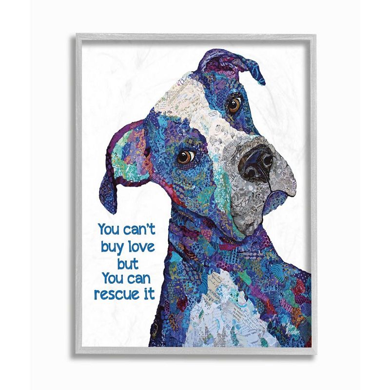 Stupell Home Decor You Can Rescue Love Colorful Pet Dog Wall Art, Blue, 16X