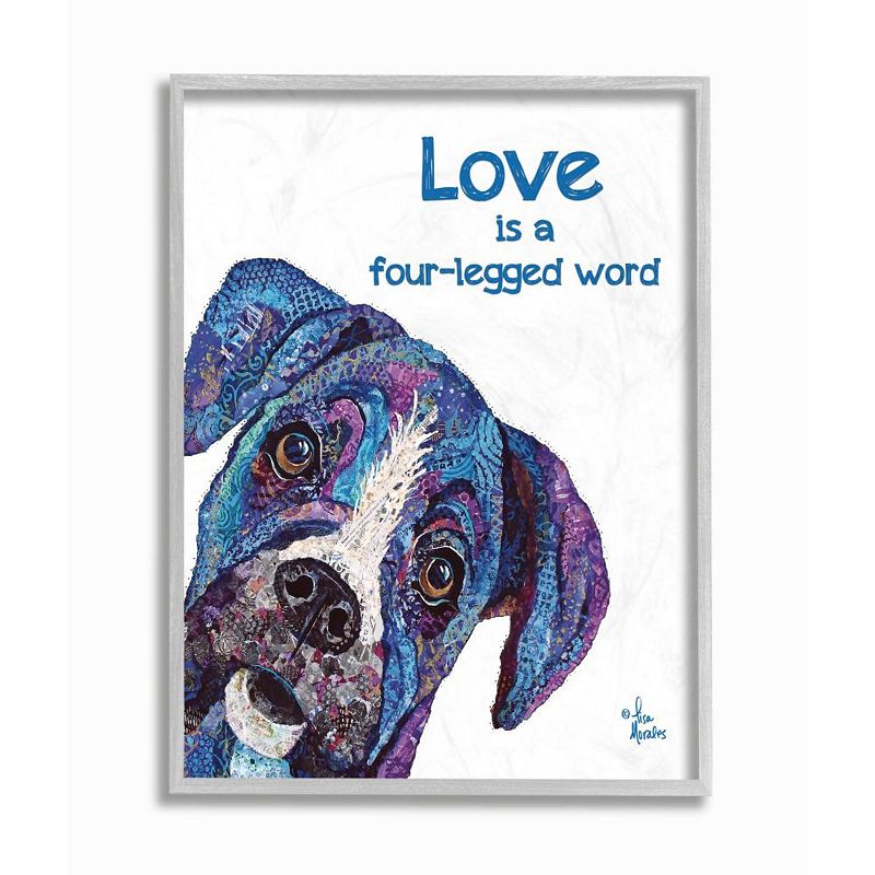 Stupell Home Decor Love is a Four-Legged Word Pet Dog Wall Art, Blue, 16X20