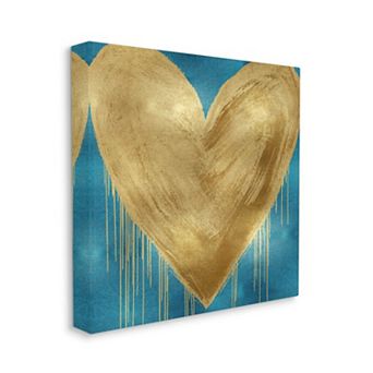 Stupell Home Decor Bronze Heart with Paint Drip Canvas Wall Art