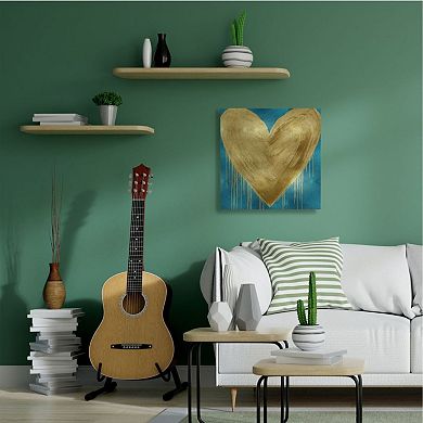 Stupell Home Decor Bronze Heart with Paint Drip Canvas Wall Art