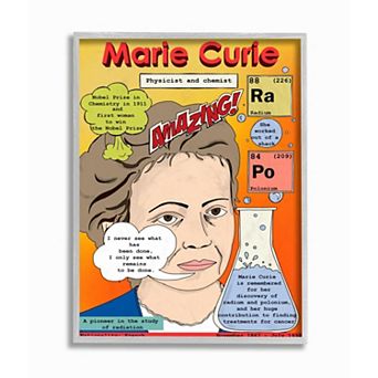 Stupell Home Decor Marie Curie Feminist Icon Facts Wall Art