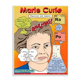 Stupell Home Decor Marie Curie Feminist Icon Facts Wall Art