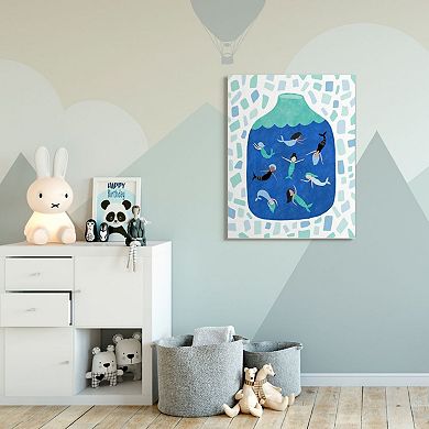 Stupell Home Decor Glass Jar Mermaids Canvas Wall Art
