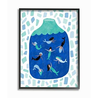 Stupell Home Decor Glass Jar Mermaids Wall Art