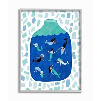 Stupell Home Decor Glass Jar Mermaids Wall Art