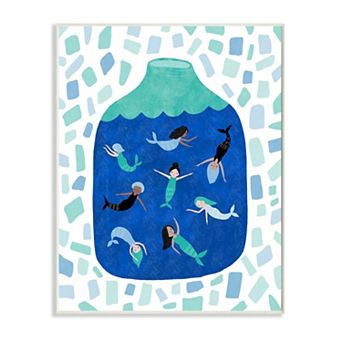 Stupell Home Decor Glass Jar Mermaids Wall Art