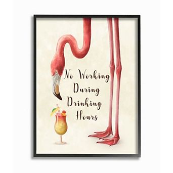 Stupell Home Decor No Working During Drinking Hours Flamingo Wall Art