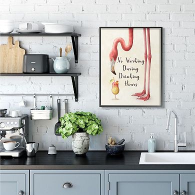 Stupell Home Decor No Working During Drinking Hours Flamingo Wall Art