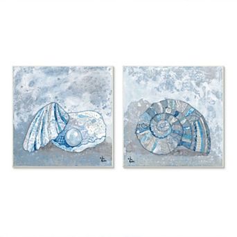 Stupell Home Decor Collage Seashells Plaque Wall Art 2 pc Set