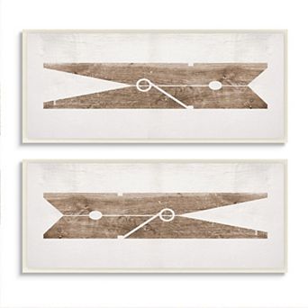 Stupell Home Decor Clothespin Plaque Wall Art 2 pc Set
