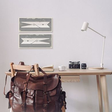 Stupell Home Decor Gray Clothespin Plaque Wall Art 2-piece Set