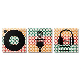 Stupell Home Decor Music Symbols Canvas Wall Art 3 pc Set