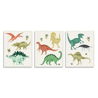 Stupell Home Decor Dinosaur Plaque Wall Art 3 pc Set