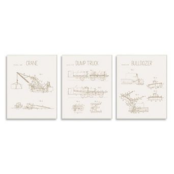 Stupell Home Decor Construction Charts Plaque Wall Art 3 pc Set
