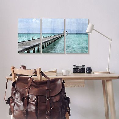 Stupell Home Decor Beach Pier Plaque Wall Art 3-piece Set