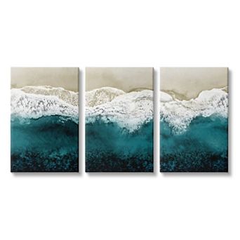 Stupell Home Decor Aerial of Incoming Tide Canvas Wall Art, 3 pc Set