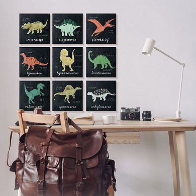 Stupell Home Decor Dinosaur Facts Canvas Wall Art 9-piece Set