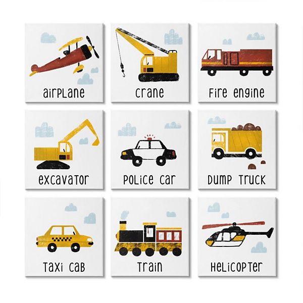 Stupell Home Decor Construction and Transportation Vehicles Canvas Wall ...