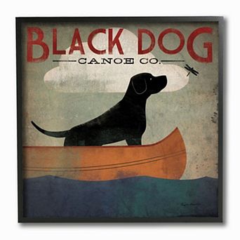 Stupell Home Decor Black Dog Canoe Framed Wall Art