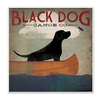 Stupell Home Decor Black Dog Canoe Plaque Wall Art