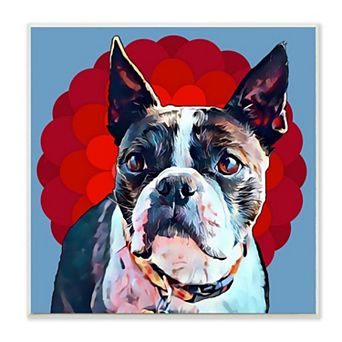 Stupell Home Decor Boston Terrier Dog Portrait Plaque Wall Art
