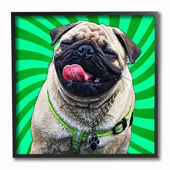 Stupell Home Decor Happy Pug Portrait Framed Wall Art